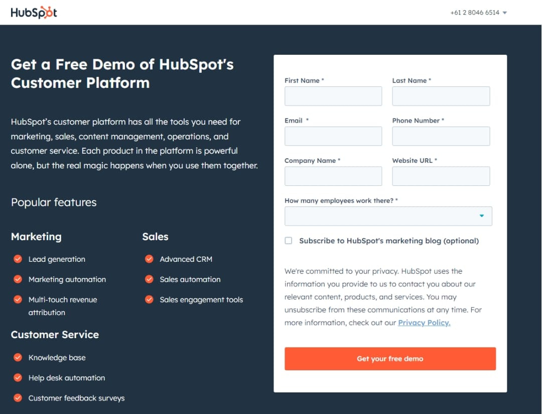 hubspot squeeze page example