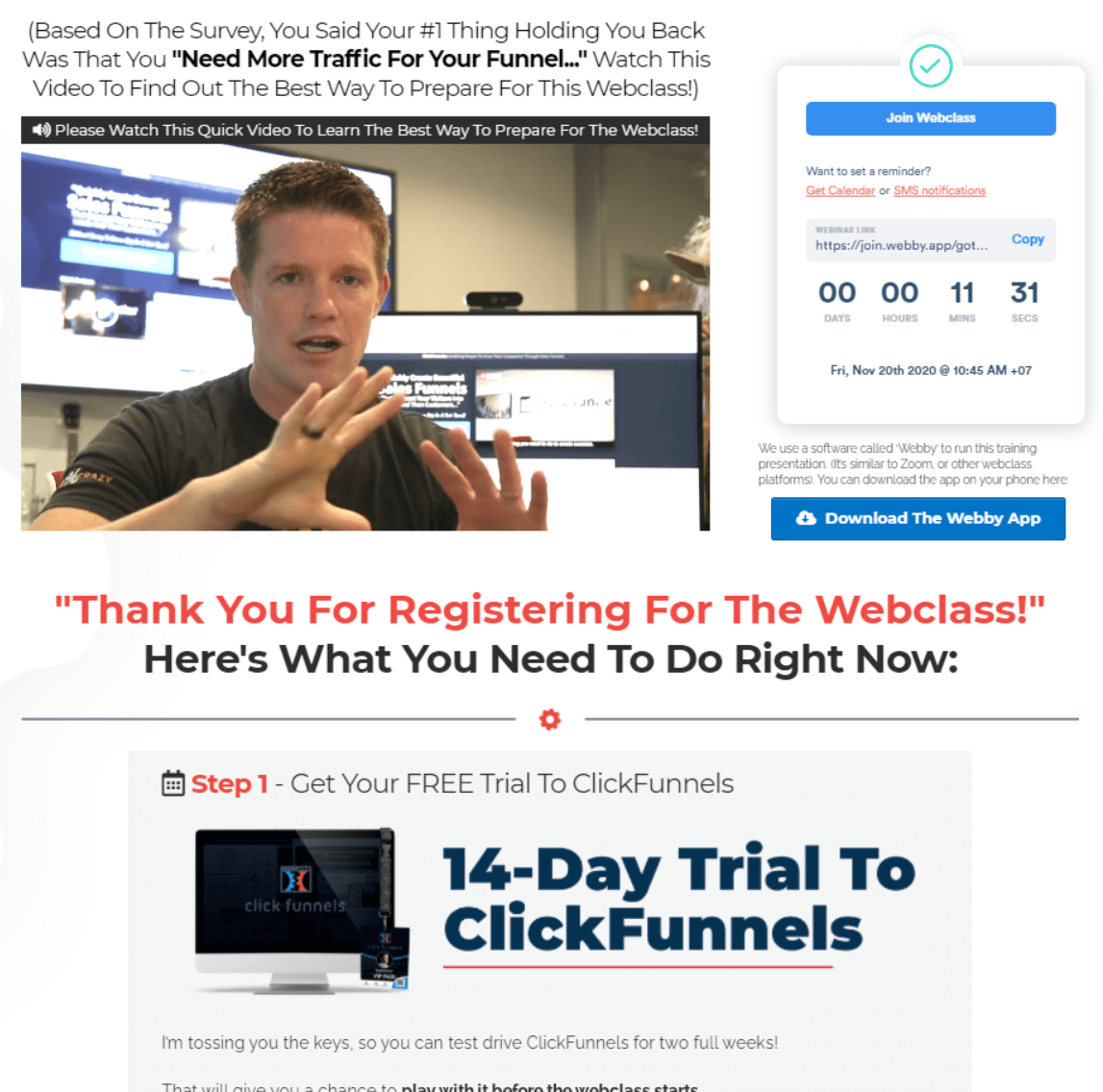 funnel hacking secrets webinar funnel thank you page