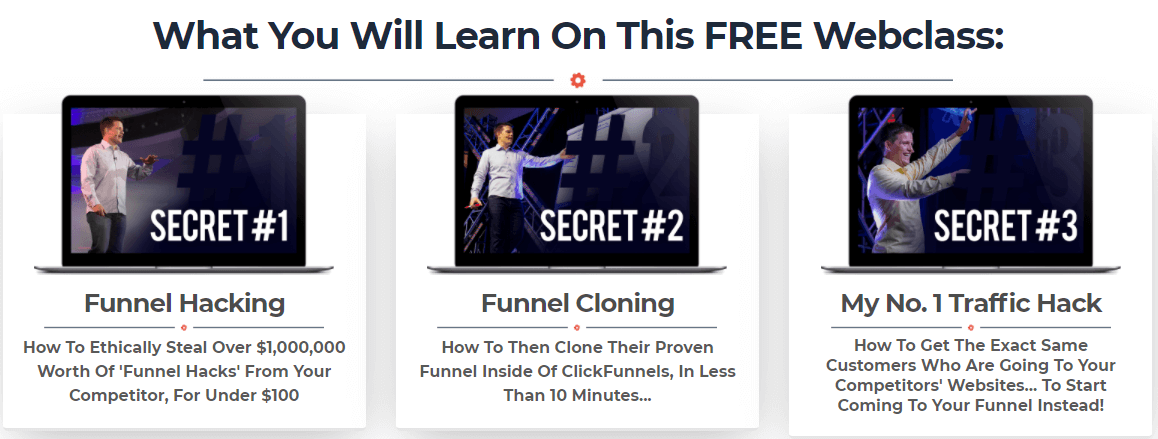 use the three core secrets in webinar funnel webclass