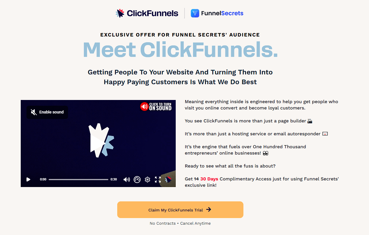 clickfunnels 30 day free trial