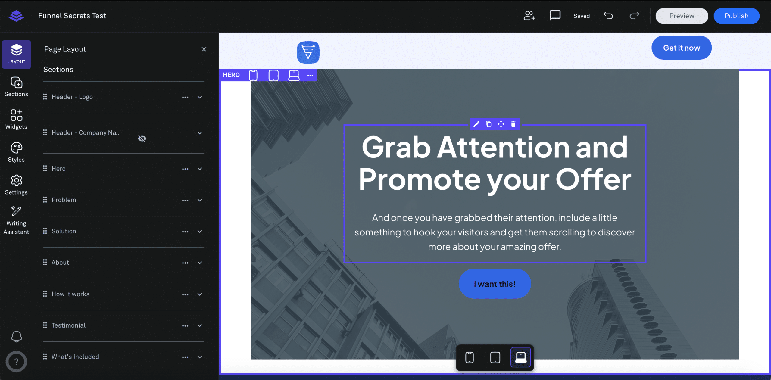 leadpages defaut layout