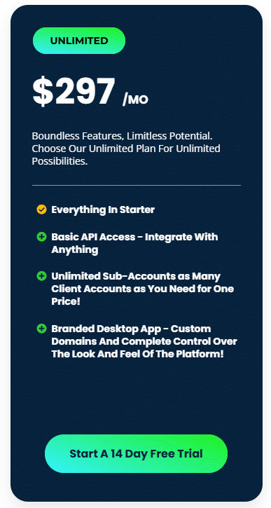 gohighlevel agency unlimited plan