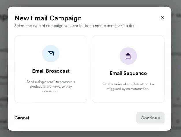 create email campaign in Kajabi