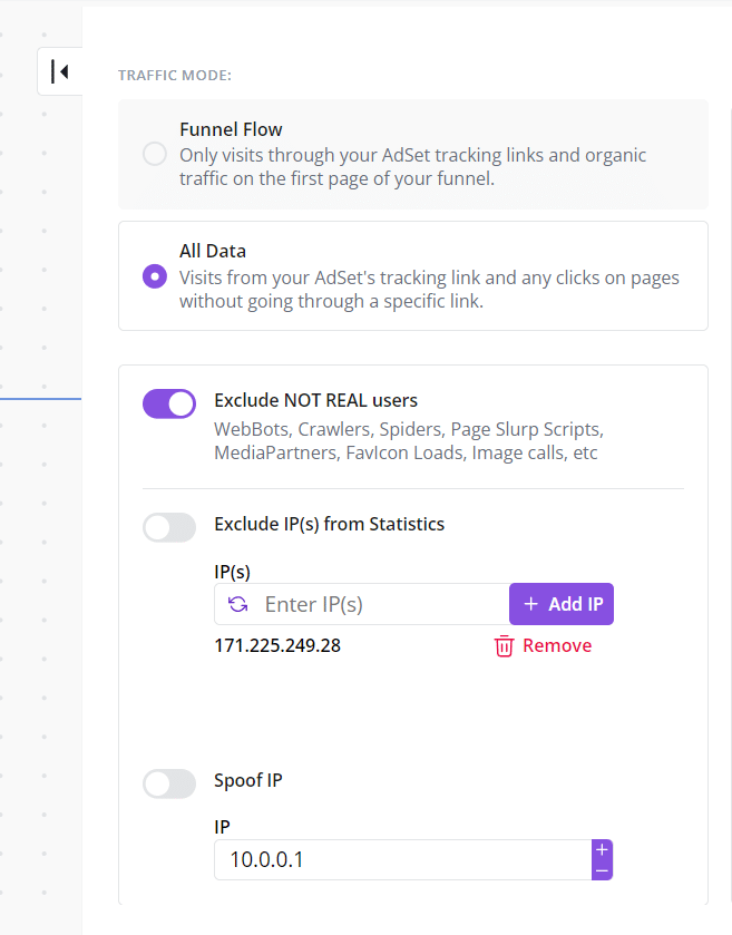 MarketPlan: Traffic Mode Setting