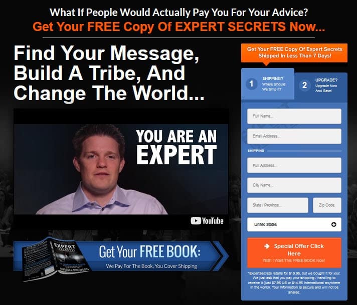 expert secrets book homepage
