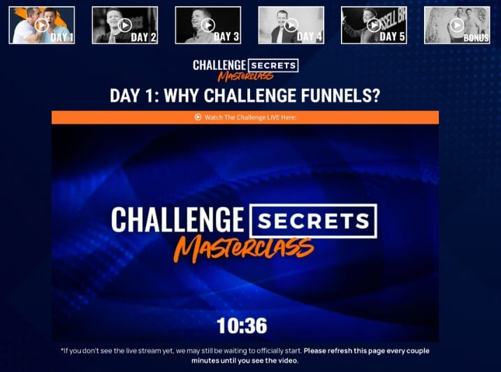 challenge secrets masterclass review day 1
