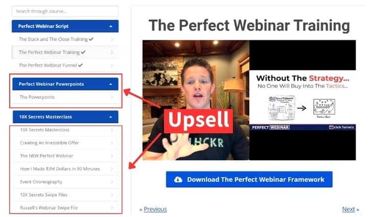 perfect webinar secrets upsell