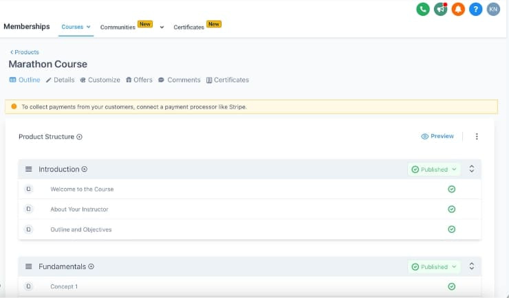 GoHighLevel Membership Site Builder: showcasing the intuitive interface for creating and managing online courses, communities, and membership areas