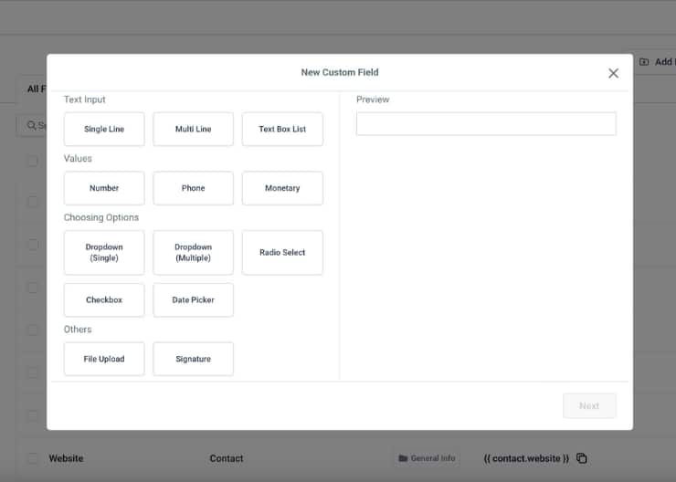 GoHighLevel Custom Fields: Capture the precise information you need from leads and clients with flexible field options like text input, checkboxes, date pickers, and others.