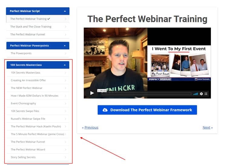 upgrade 10x Secrets course inside the Perfect Webinar Secrets member area