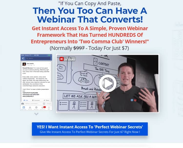 The perfect webinar secrets sales page