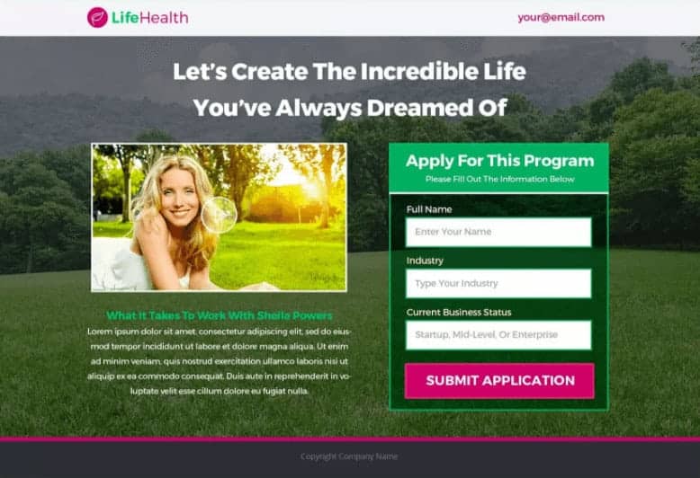 Application Funnel: application page