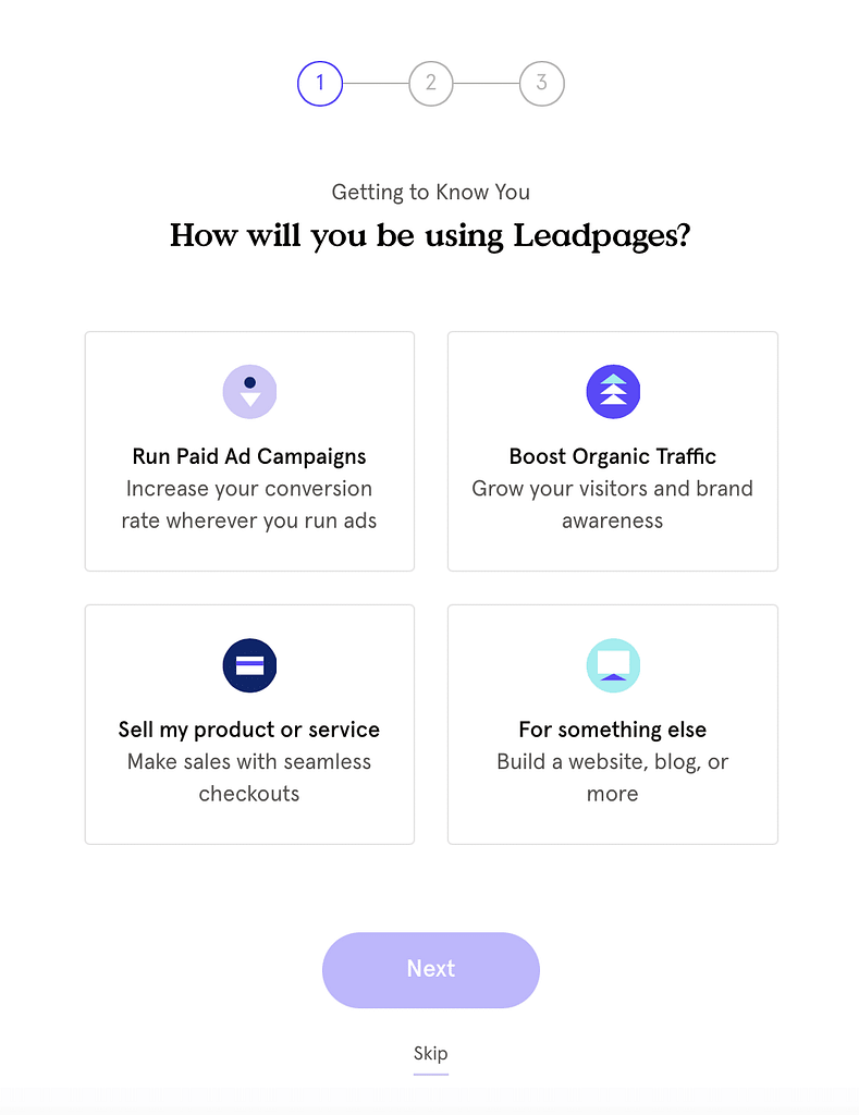 A quick quiz ask how will you use Leadpages