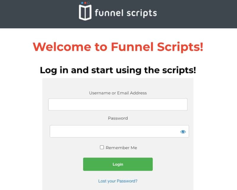 funnel scripts login