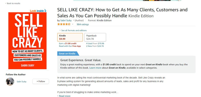 Sell Like Crazy book price amazon