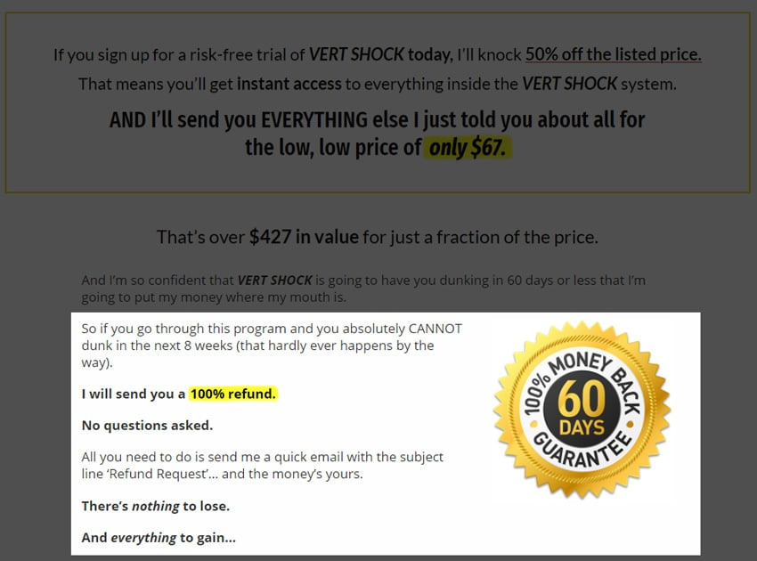 landing page guarantee