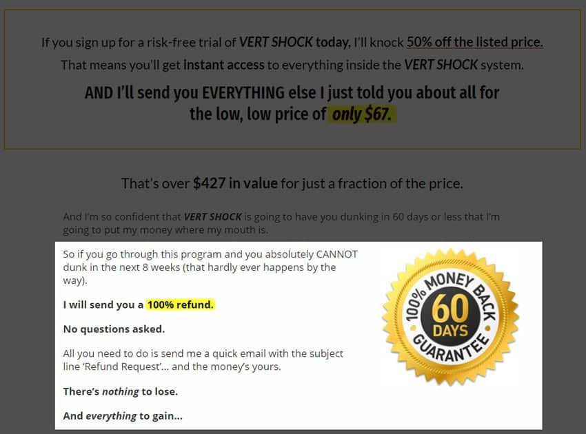 landing page guarantee