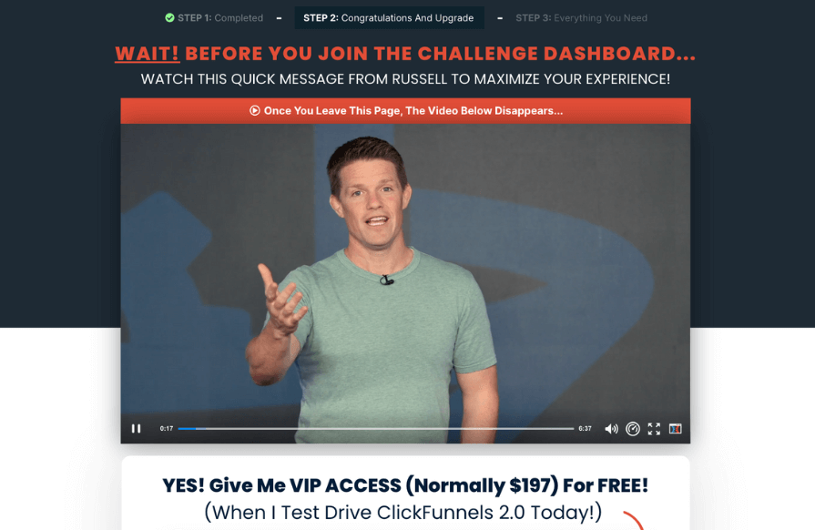 your first funnel challenge vip upgrade