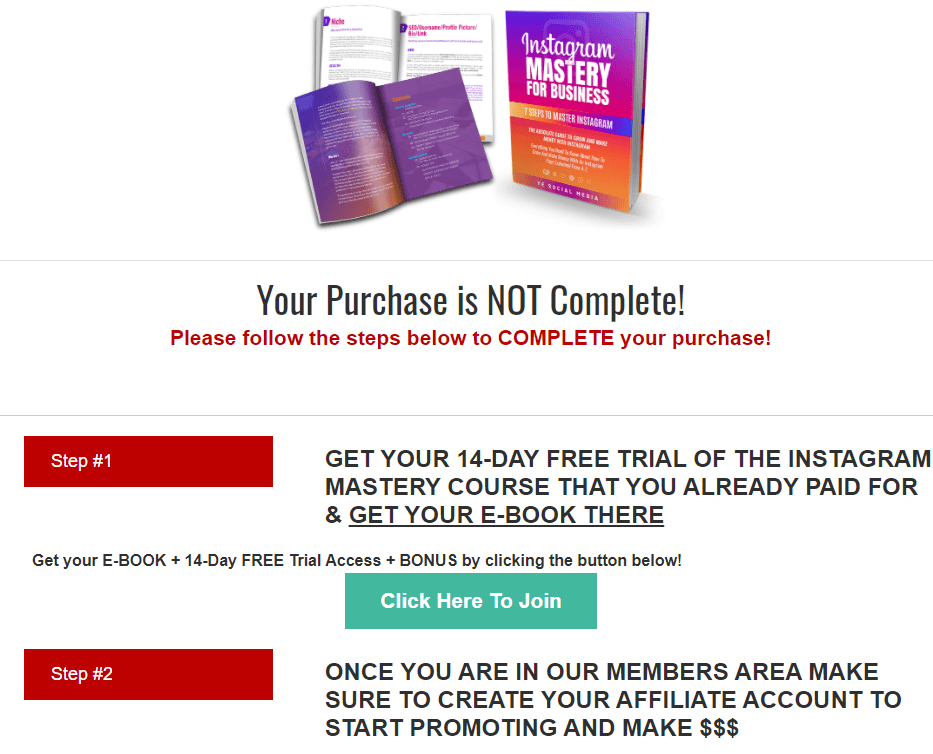 Instagram Mastery For Business ebook thank you page
