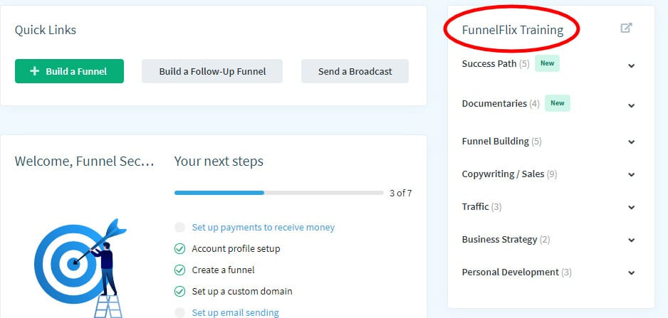 FunnelFlix training inside clickfunnels member area