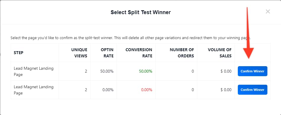 optimizepress split test winner