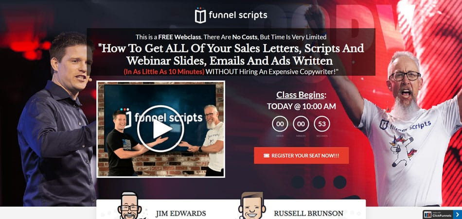 funnel scripts webinar registion