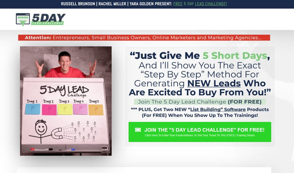 Clickfunnels training course: 5 days lead challenge