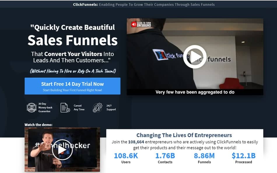 Clickfunnels homepage