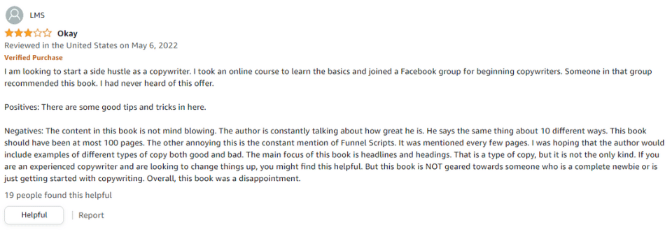 copywriting secrets negative review