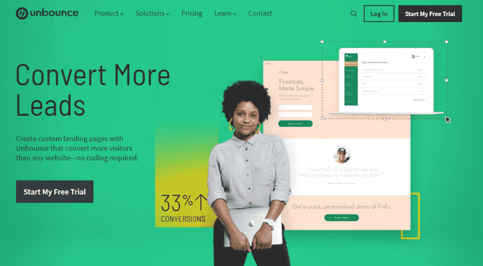 unbounce - sales funnel software