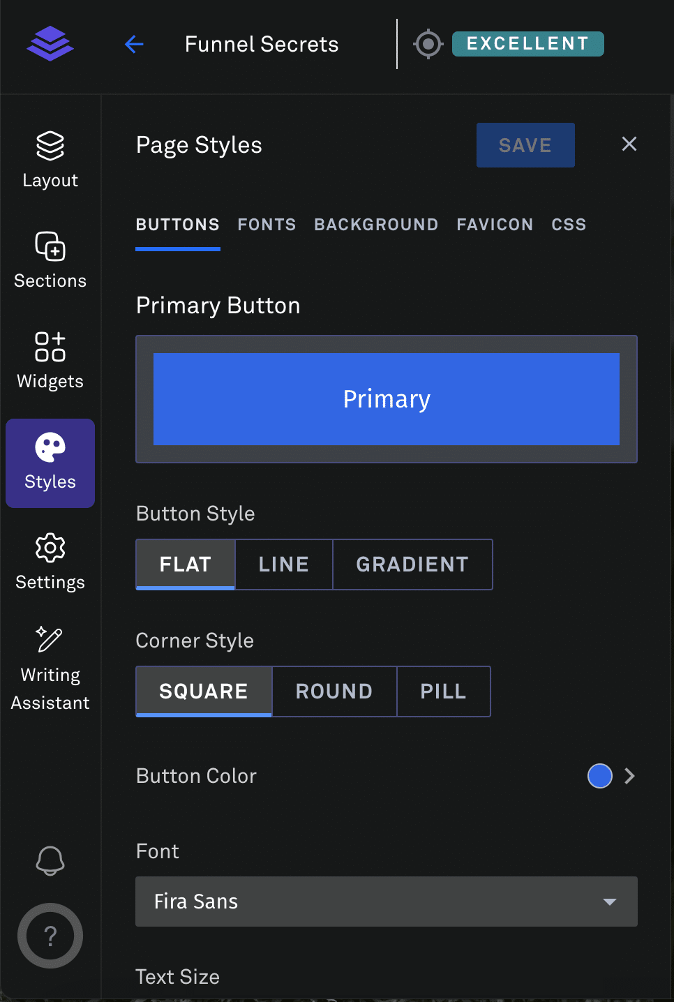Leadpages' page style setting