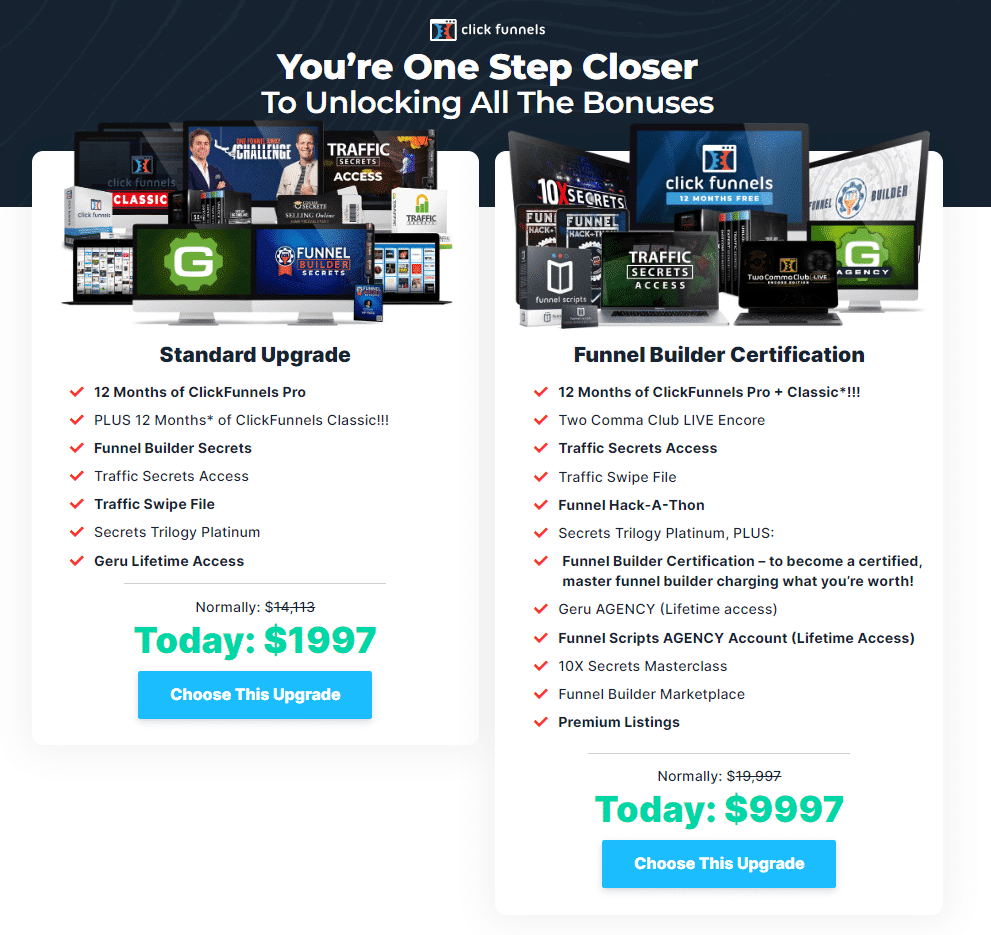 Funnel Builder Secrets Pricing