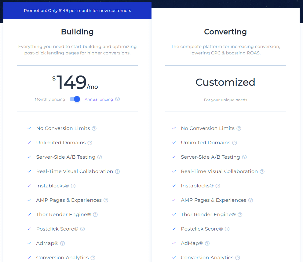 instapage price plan