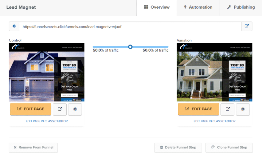 real estate sales funnel - ab testing
